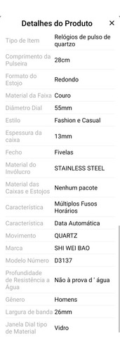 Relogio Grande Designer Morderno Pulseira De Couro Ler Anunc