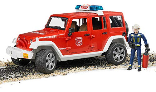Vehículo De Bomberos Bruder 02528 Jeep Rubicon Con Luces Y
