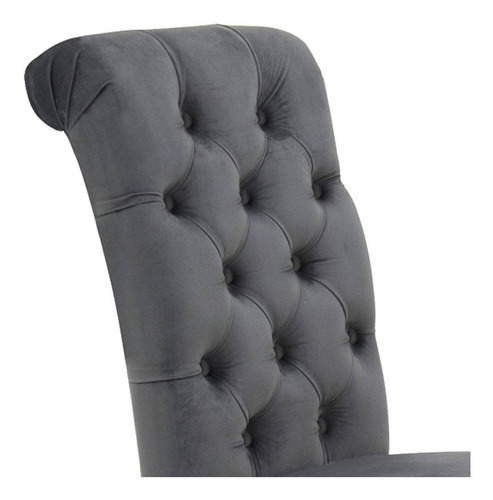 Tamarindo Set 2 Sillas De Comedor Capitonada Velvet Gris,wis Color De La Estructura De La Silla Nogal Color Del Asiento Gris