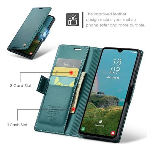 Funda Cartera Para Galaxy A05s Case, Premium Pu Leather Flip