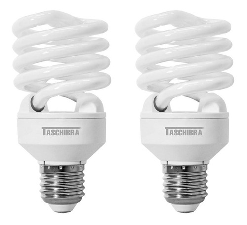 2 Lâmpadas Fluorescente Taschibra 25w 220v E27 Espiral 6400k Cor Da Luz Branco Frio 6400k 220-240v