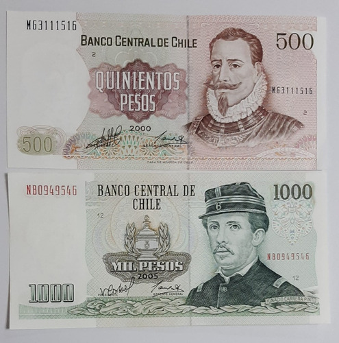 Pack Billete De $500 Año 2000 + Billete De $1000 Año 2005 