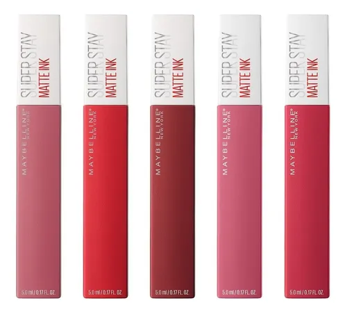 comprar 5 pack labiales liquidos matte Maybelline de larga duración superstay matte ink