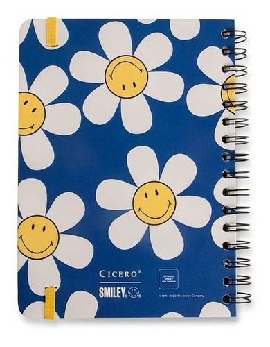 Unidad rayada Cicero Smiley Blue Daisy de 90 hojas x 1 unidad de 21 cm x 14,8 cm con forma de margarita azul sonriente