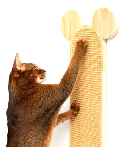 Rascador Gato Pared Piso Madera Hilo Sisal 60.2x25.4cm 6014a