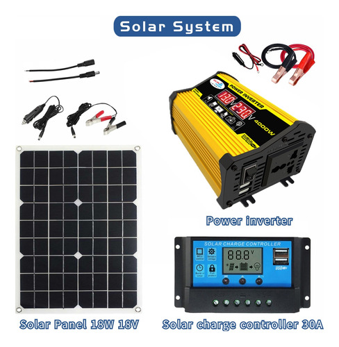 Kit De Panel Solar Inversor De Corriente De 300 W 12v