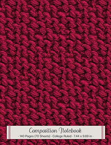 Composition Notebook Knit Crochet Cranberry Red Sweater Cove