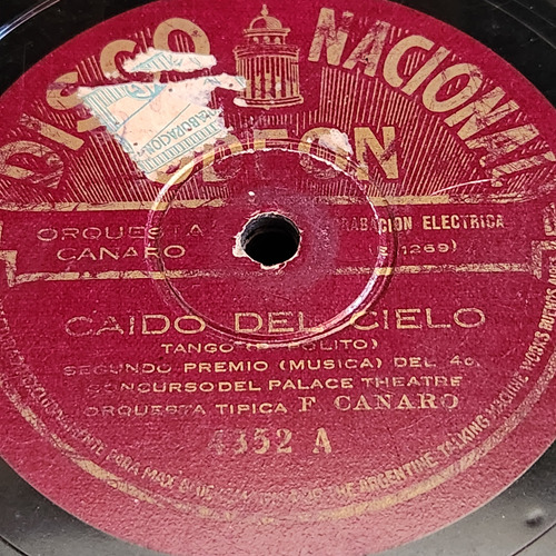 Pasta Orquesta Tipica F Canaro Disco Nacional Odeon C563