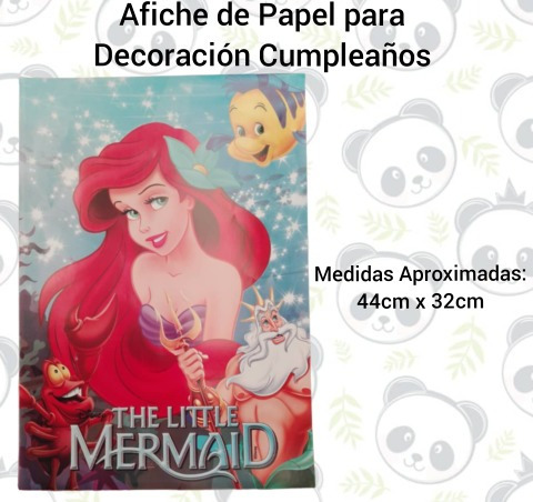 Afiche Para Piñata Cumpleaños Precio Por 2 Ariel Sirenita 