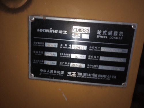 Pala Cargadora Tiangong 833 Balde 2m3