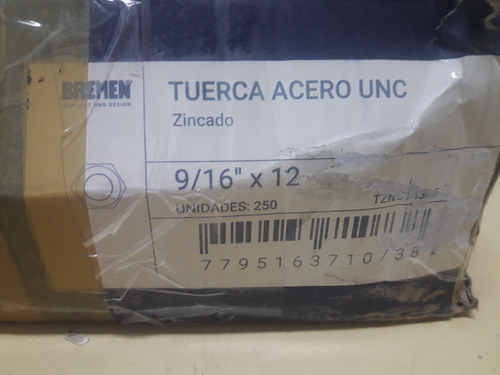 Tuerca Acero Unc 9/16 W Hexag