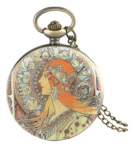 Reloj De Bolsillo De Cuarzo Y Bronce For Mujer