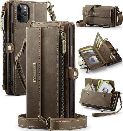 Capa Tipo Carteira Para iPhone 11 Pro Max Em Couro Pu Removí