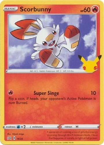 Scorbunny 16/25 25th Anniversary No-holo Promo Pokemon Tcg