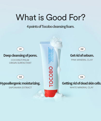 Tocobo Coconut Clay Cleansing Foam - Espuma Limpiadora Piel