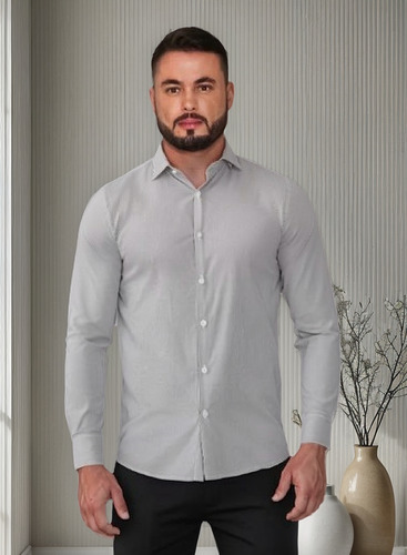Camisa Social Masculina Mista Algodão Poliéster Navaratti