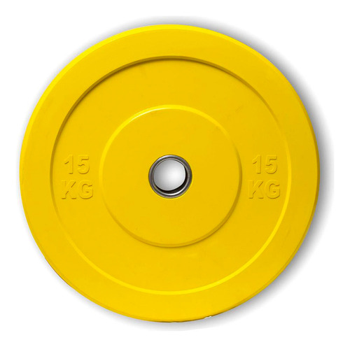 Disco Olímpico 15 Kg / 33 Lbs Urbanfit Pro, Goma Resistente Color Amarillo