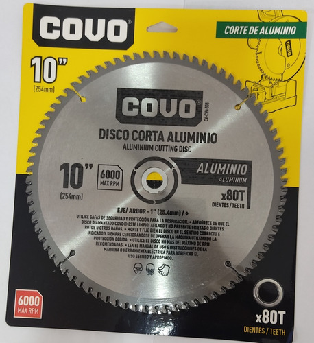 Disco Para Cortar Aluminio 10  80 Dientes Marca Covo