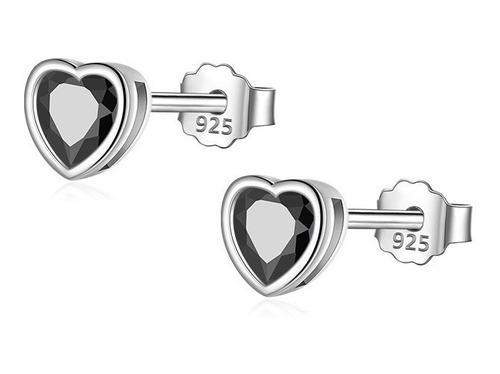 Aros Punto De Luz Corazón Plata 925 Joya Regalo Mujer