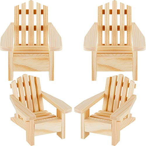 4 Piezas De Madera Estilo Adirondack Silla Miniatura Ca...