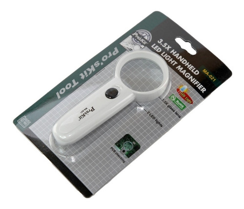 Imagen 3 de 5 de Lupa 3.5x Manual D Mano Lente Vidrio Con Luz Led Proskit