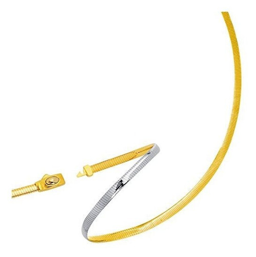 Collar Omega Reversible Oro Amarillo/plata, 14k, 4mm.