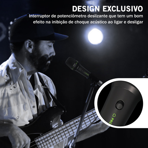 Microfone Com Fio Profissional Metal Para Karaokê Cor Preto
