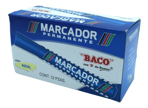 Marcador Permanente Baco Grueso Punta Cincel Caja 12 Piezas