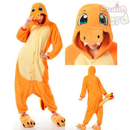 Pokemon Charmander Pijama Macacão Kigurumi - Pronta Entrega
