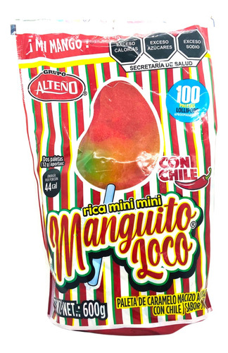 Paleta Dulce Mini Manguito Loco 100 Piezas Mango Con Chile