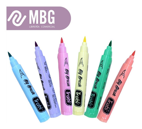 Imagen 5 de 7 de Marcador Trabi Big Brush X 06 Unidades Colores Pastel