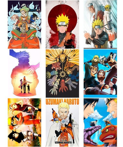Posters Naruto Shipuden Uzumaki Kakashi Sakura Itachi 9 Pzs (Usado)