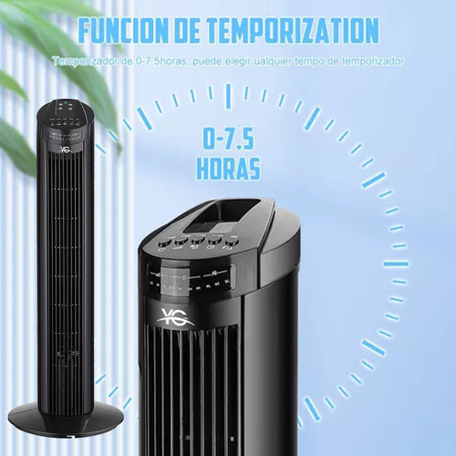 Con Mando A Distancia Ventilador Giratorio De Torre Negro