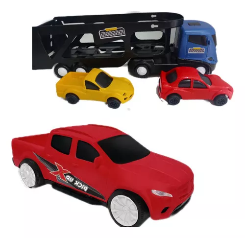 Caminhão Brinquedo Infantil Cegonha Miniatura + 2 Carrinhos