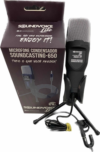 Microfone Condensador Celular Com Tripe Novo Soundcasting650