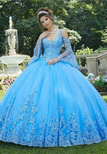 Vestido Xv Años Quinceñera Azul Princesa Medida Personaliz | Meses sin  intereses