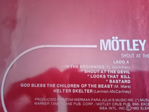 Lp Foto Disco - Motley Crue - Shout At The Devil - 1983 Semi (Usado)