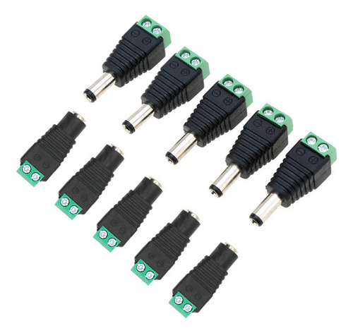 10 Pares Conector Jack Y Plug Corriente 5.5x2.1mm Led Cctv