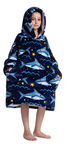 Pijama Buzo Niños Con Capucha Manta Corderito Tiburones