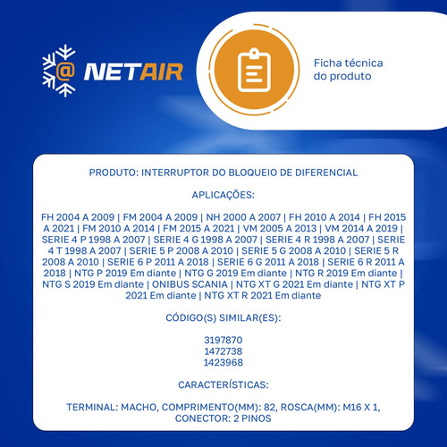 Sensor Bloqueio De Diferencial Scania Ntg S 2019 Em Diante