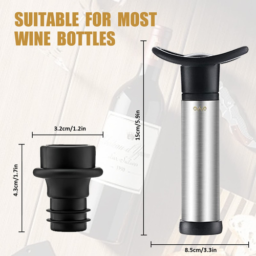 Protector De Vino Con 4 Tapones Al Vacío Reutilizables