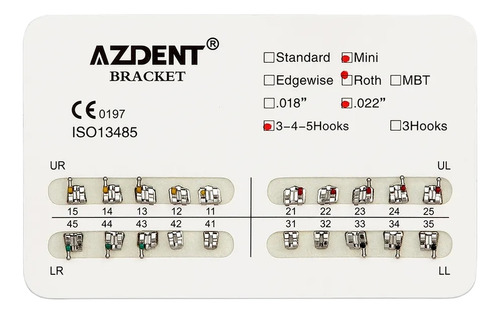 Brackets Azdent Roth 0.22 Hooks 3-4-5