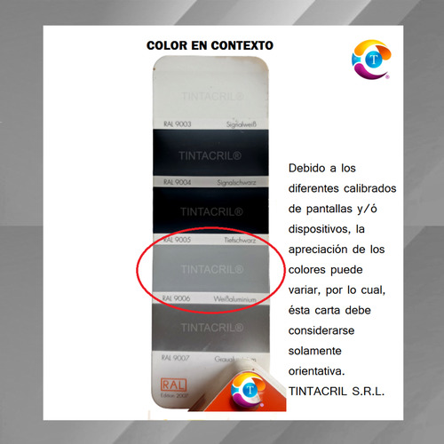 Esmalte Sintético Ral 9006 X 3.6 Lts. Aluminio Claro Brillante