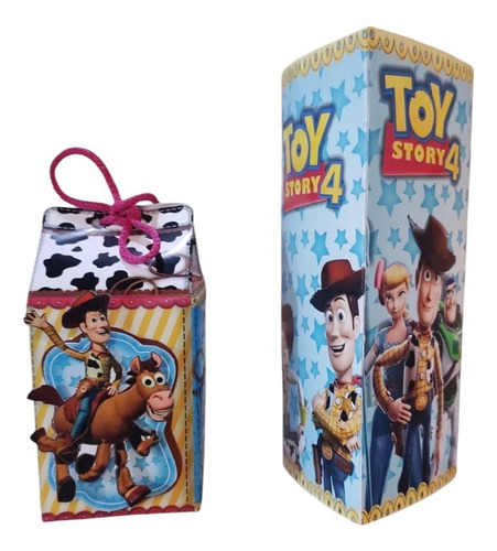 10 Cajitas Milk Box + 10 Centros De Mesa De Toy Story