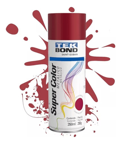 Tinta Spray Tek Bond Metálico 350ml 250g Vermelho