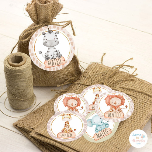 Kit Imprimible Animales Selva Safari Bebé Texto Editable