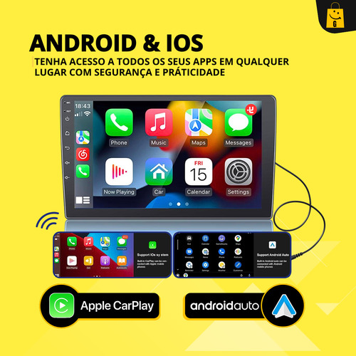 Multimidia 9 Polegadas 1din Quadcore Android 13.0 1 Din 4gb 64gb Carplay Auto Música Tela Qled Usb Wifi Bluetooth