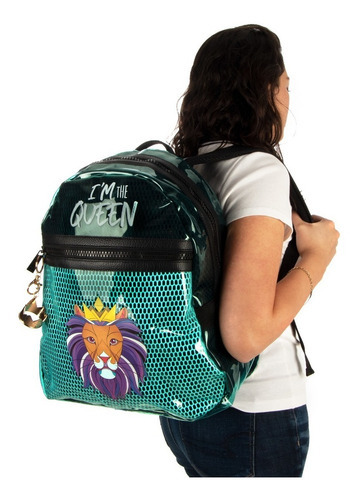 Mochila Edición Especial Los Polinesios Wild Lion Color Azul petróleo Diseño de la tela León