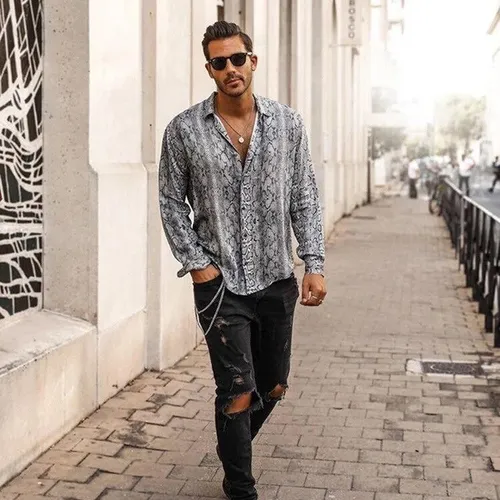 Camisa hawaiana online hombre manga larga
