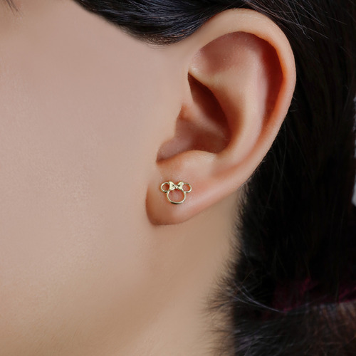 Aretes Broqueles Oro 10k Raton Moño Mujer Bebe Niña 2 Pares Dos Pares Broqueles Piercing Perforación Mujer Dama Niña Broquel Basicos Bebe Niña Mujer Aretes Oro 10k Oro Puro 10k